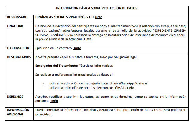 CLÁUSULA DE PARTICIPACIÓN MENOR DE EDAD